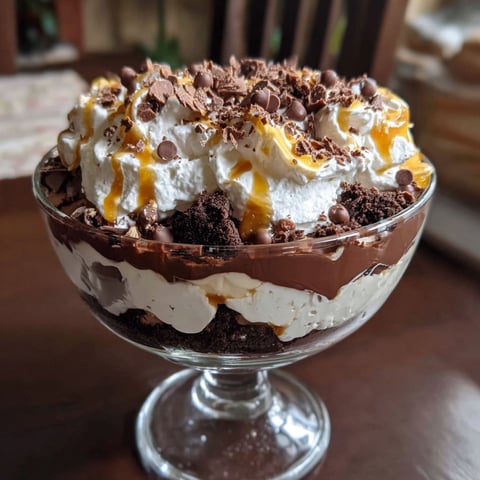 A glass bowl filled with a chocolate dessert.