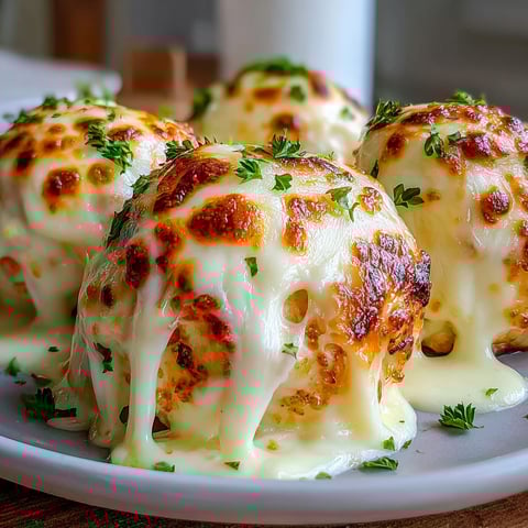 Mozzarella and ranch chicken balls on a plate.
