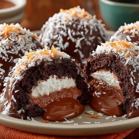 A plate of chocolate coconut balls.