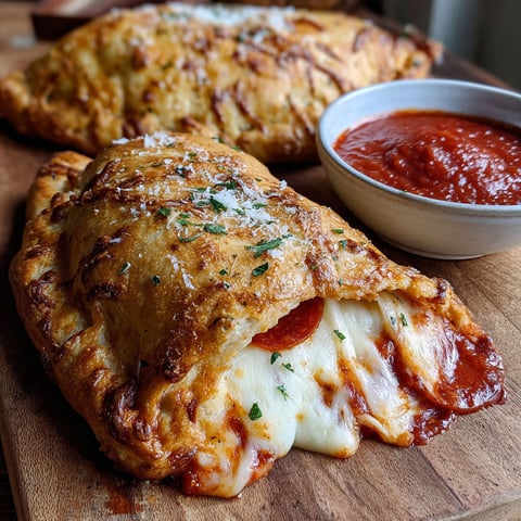 Two high protein pizza hot pockets on a wooden table.