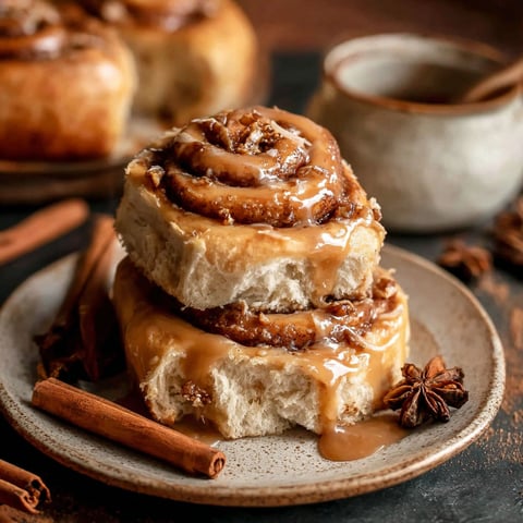 Two cinnamon rolls on a plate.