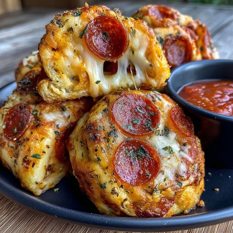 A plate of cheesy pepperoni pizza roll ups.
