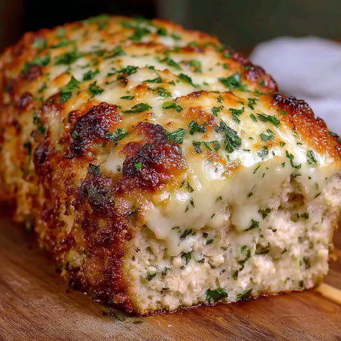 A slice of garlic Parmesan chicken meatloaf.