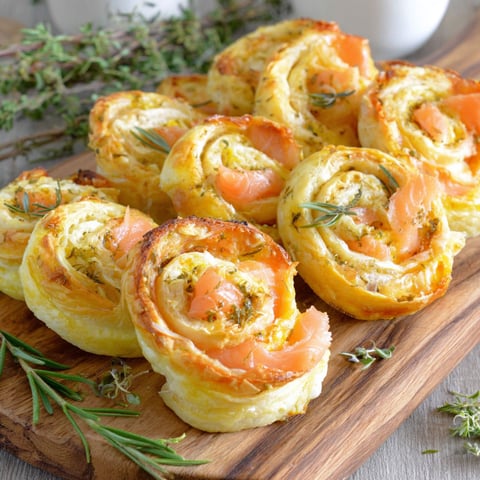 A plate of food with a fish roll and a green herb.