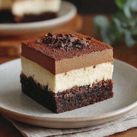 A slice of chocolate and white cake.