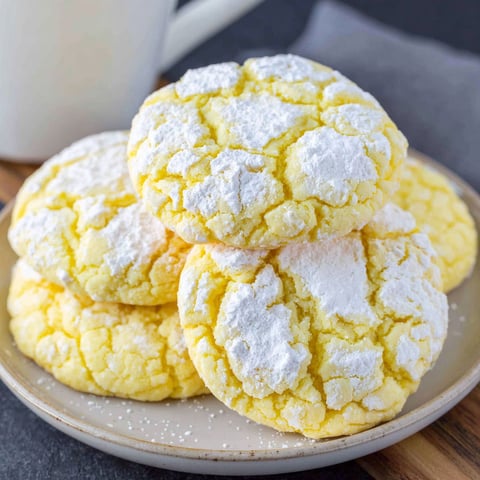 A plate of cookies with white powder on top.
