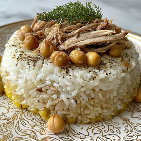 A plate of rice with meat and vegetables on top.
