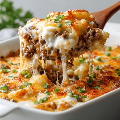 A hobo casserole with ground beef and cheese.