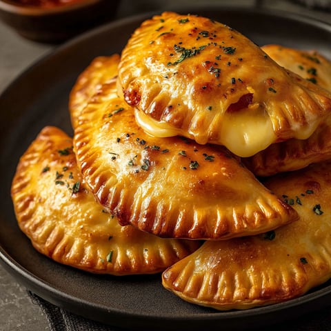 A plate of cheesy snack pockets.