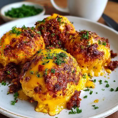 A plate of chili-kaeseballchen low carb.