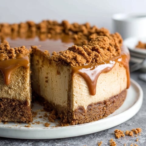 A slice of Biscoff cheesecake.