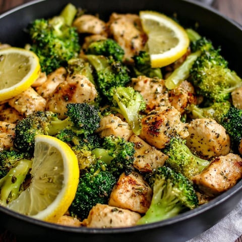 A pan of chicken and broccoli with lemon pepper seasoning.
