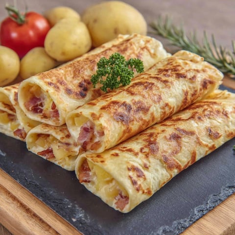 A plate of food with a wrap on it.