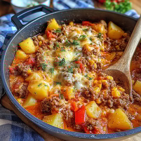 A bowl of food with a wooden spoon in it.