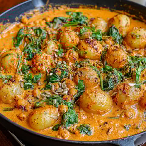 A dish of creamy paprika potatoes.